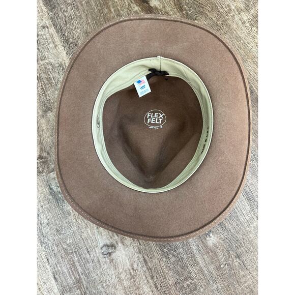 Vintage Flex Felt Fedora Hat 100% Wool Leather Band Large USA Brown - Picture 6 of 9